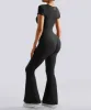 Short Sleeves Tummy Control Flared Jumpsuit sold by MOOSLOVER