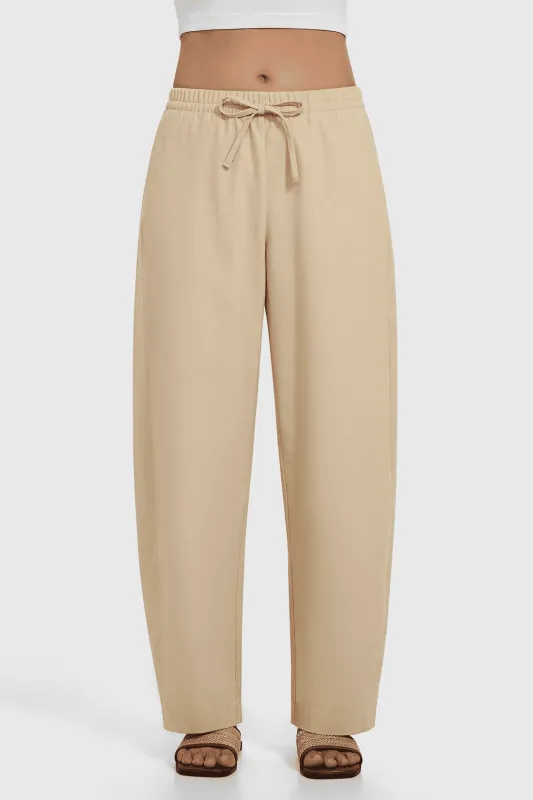 Linen Blend Barrel Leg Casual Pants sold by MOOSLOVER