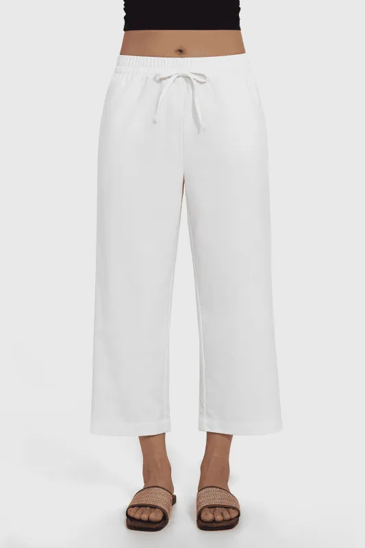 Linen Blend Straight Leg Cropped Pants made by MOOSLOVER