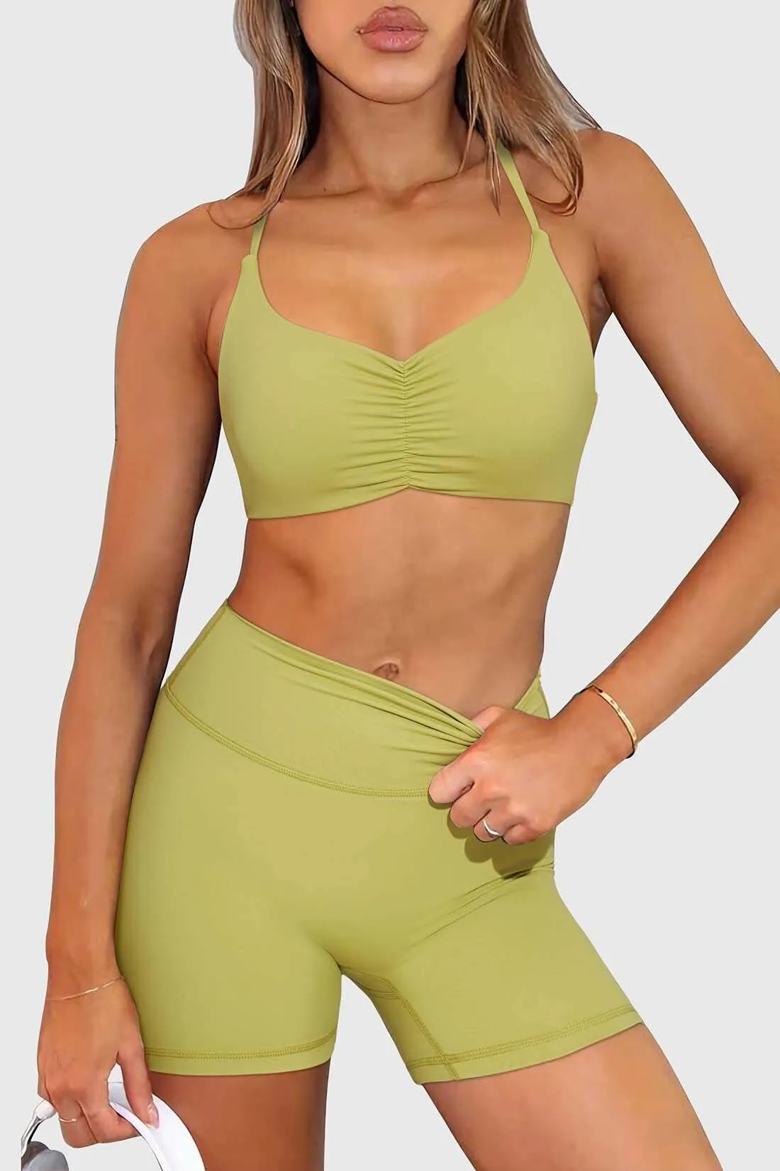 2PCs High Waisted Cross-Back Yoga Set sold by MOOSLOVER product image thumbnail 4