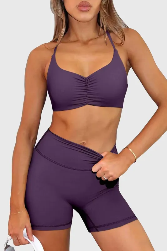 2PCs High Waisted Cross-Back Yoga Set sold by MOOSLOVER