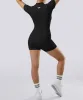 Thread Zipper Short Sleeve Romper sold by MOOSLOVER