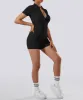 Thread Zipper Short Sleeve Romper sold by MOOSLOVER