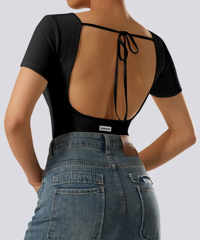 Openback Tummy Control Strap Bodysuit sold by MOOSLOVER