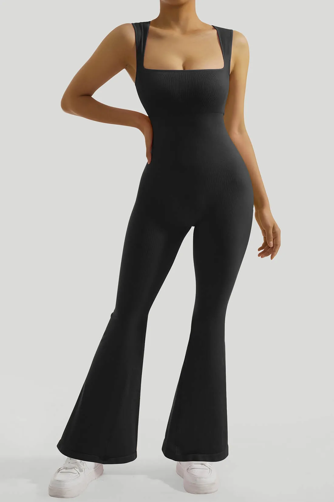 Queen Anne Neckline Flared Jumpsuit sold by MOOSLOVER