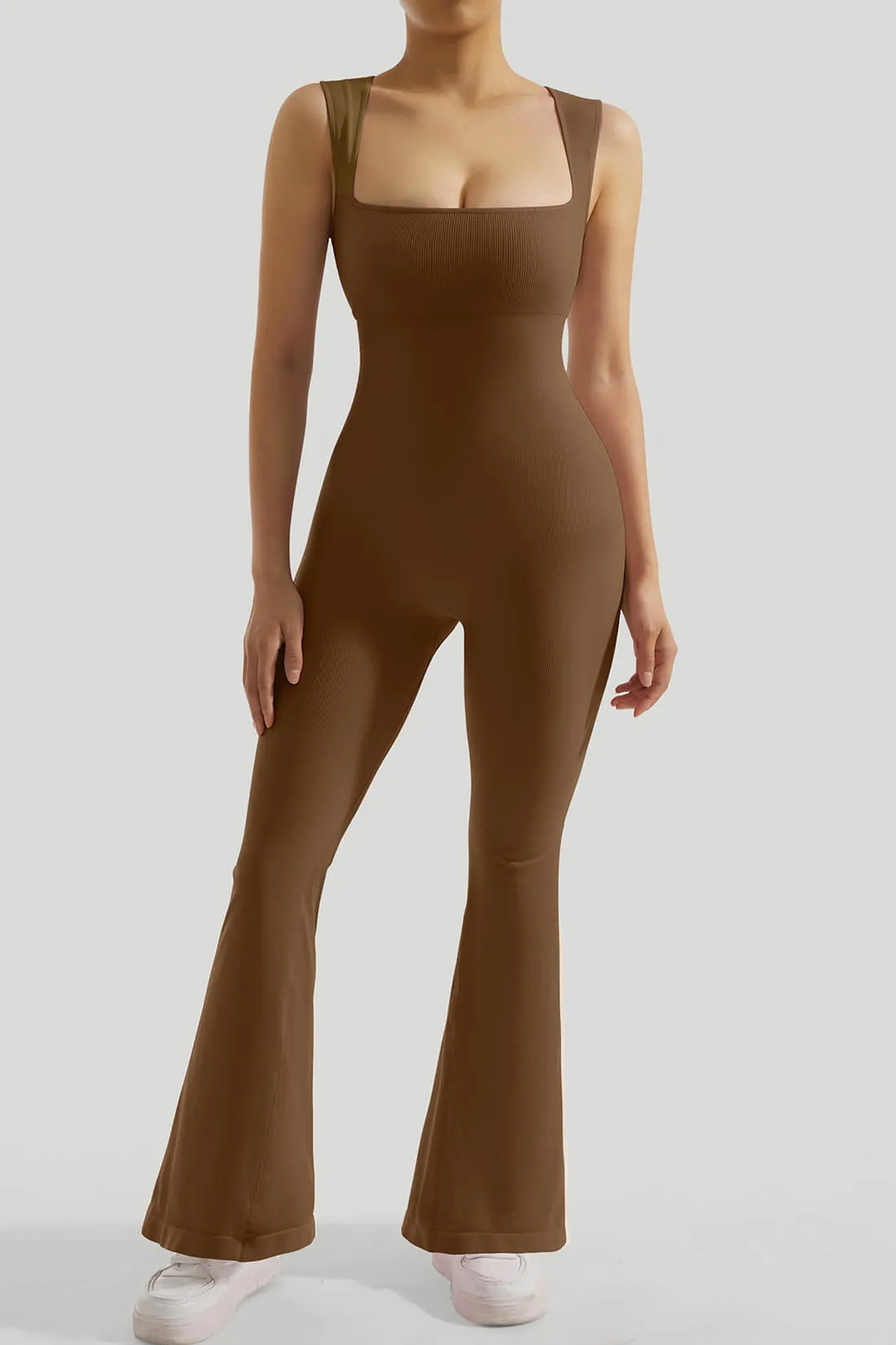 Queen Anne Neckline Flared Jumpsuit sold by MOOSLOVER product image thumbnail 4