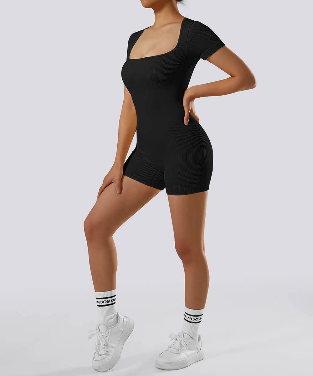 Short Sleeve Queen Anne Neckline Romper sold by MOOSLOVER product image thumbnail 3