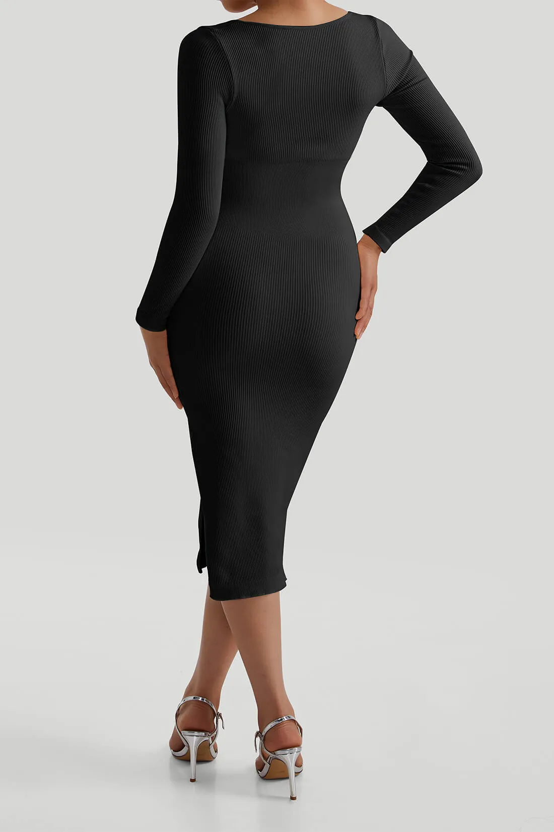 Long Sleeves Split Midi Dress sold by MOOSLOVER product image thumbnail 3