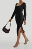 Long Sleeves Split Midi Dress sold by MOOSLOVER