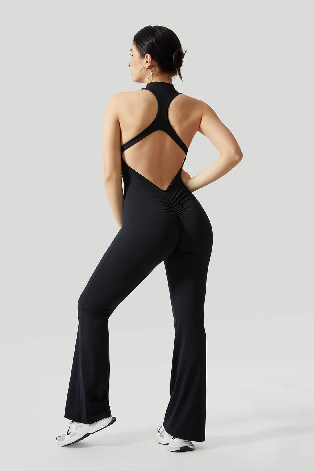 Halter Neck Backless V Back Flared Leg Jumpsuit sold by MOOSLOVER