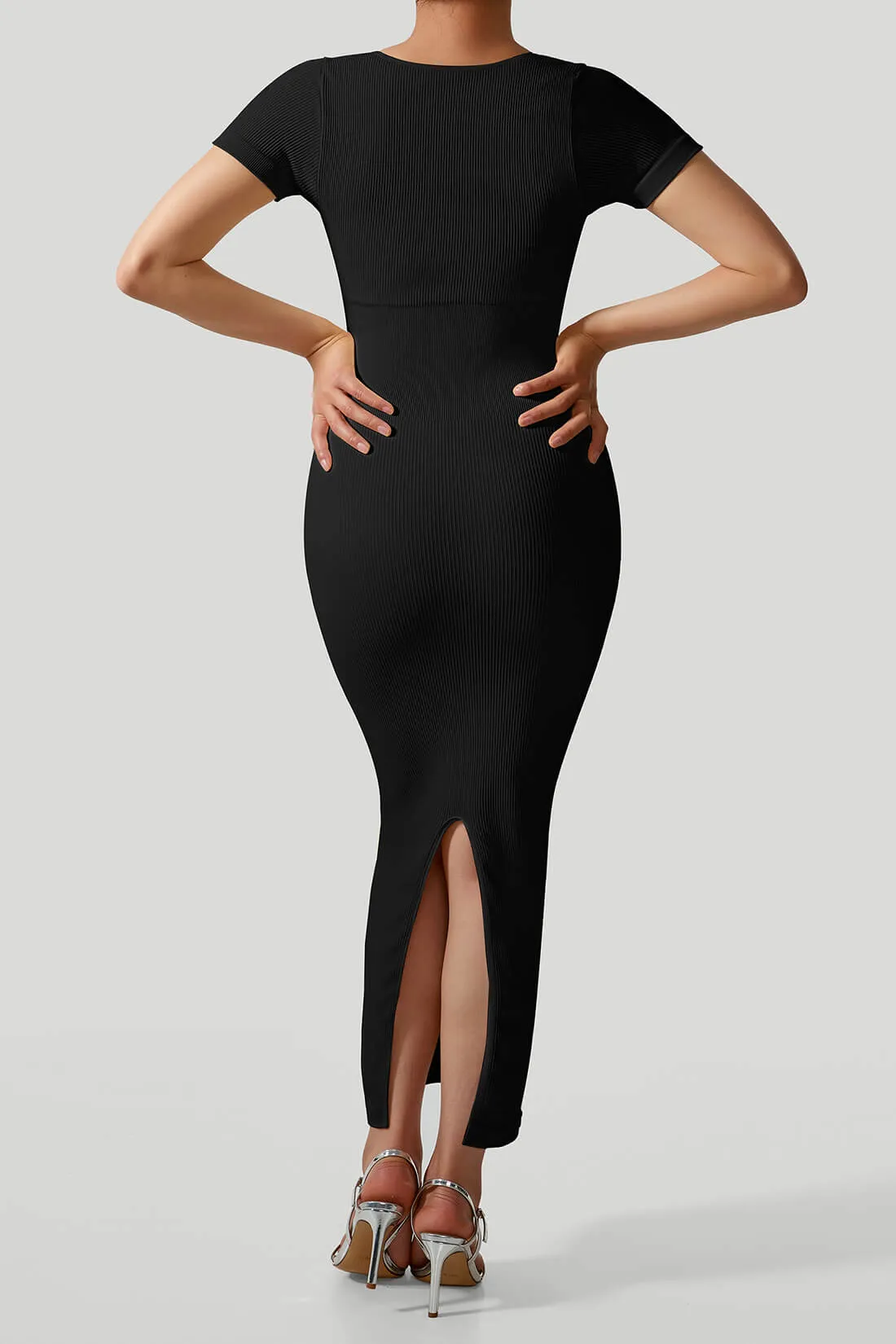 Thread Short Sleeves Slit Dress sold by MOOSLOVER product image thumbnail 2