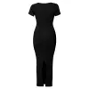Thread Short Sleeves Slit Dress sold by MOOSLOVER