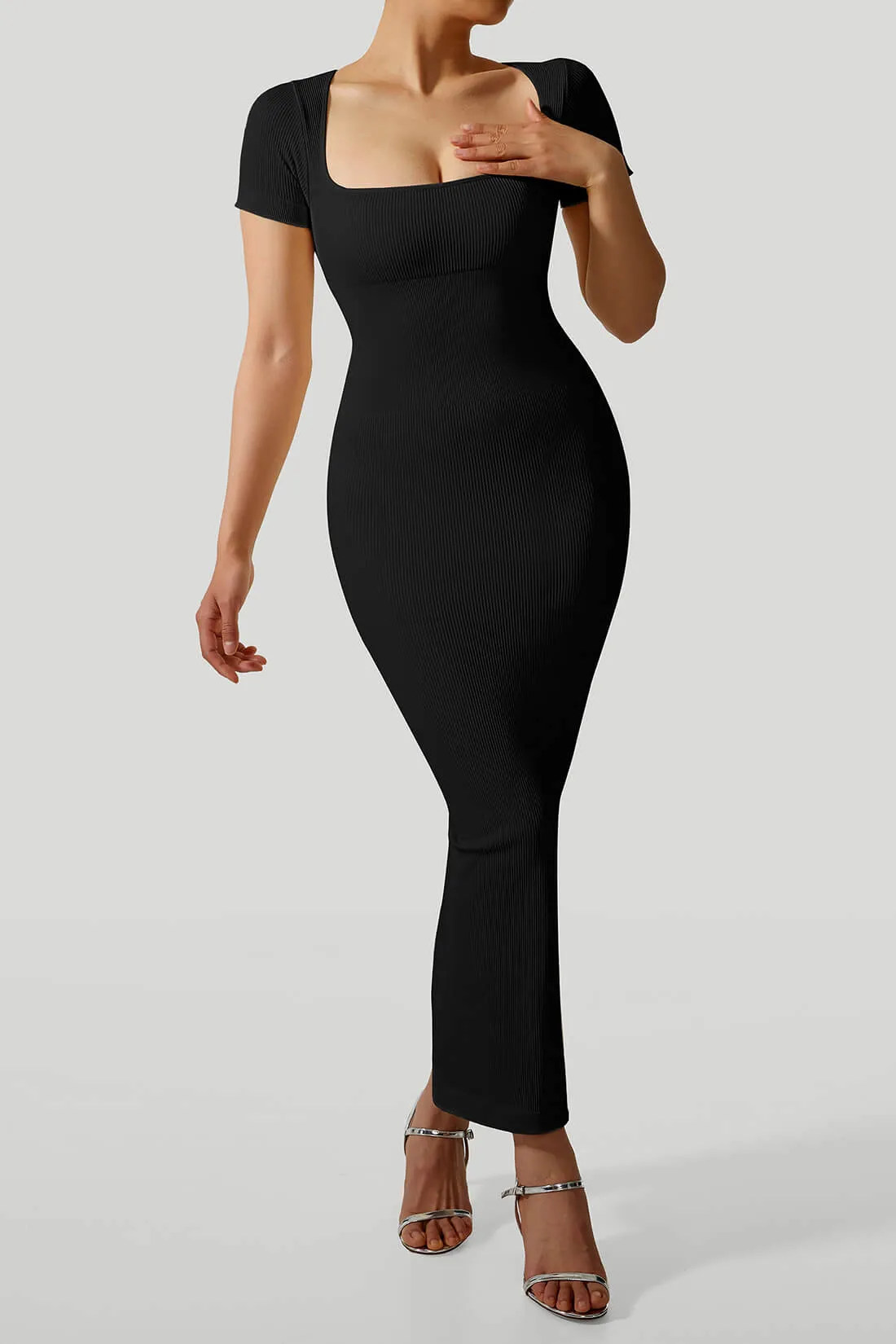 Thread Short Sleeves Slit Dress sold by MOOSLOVER