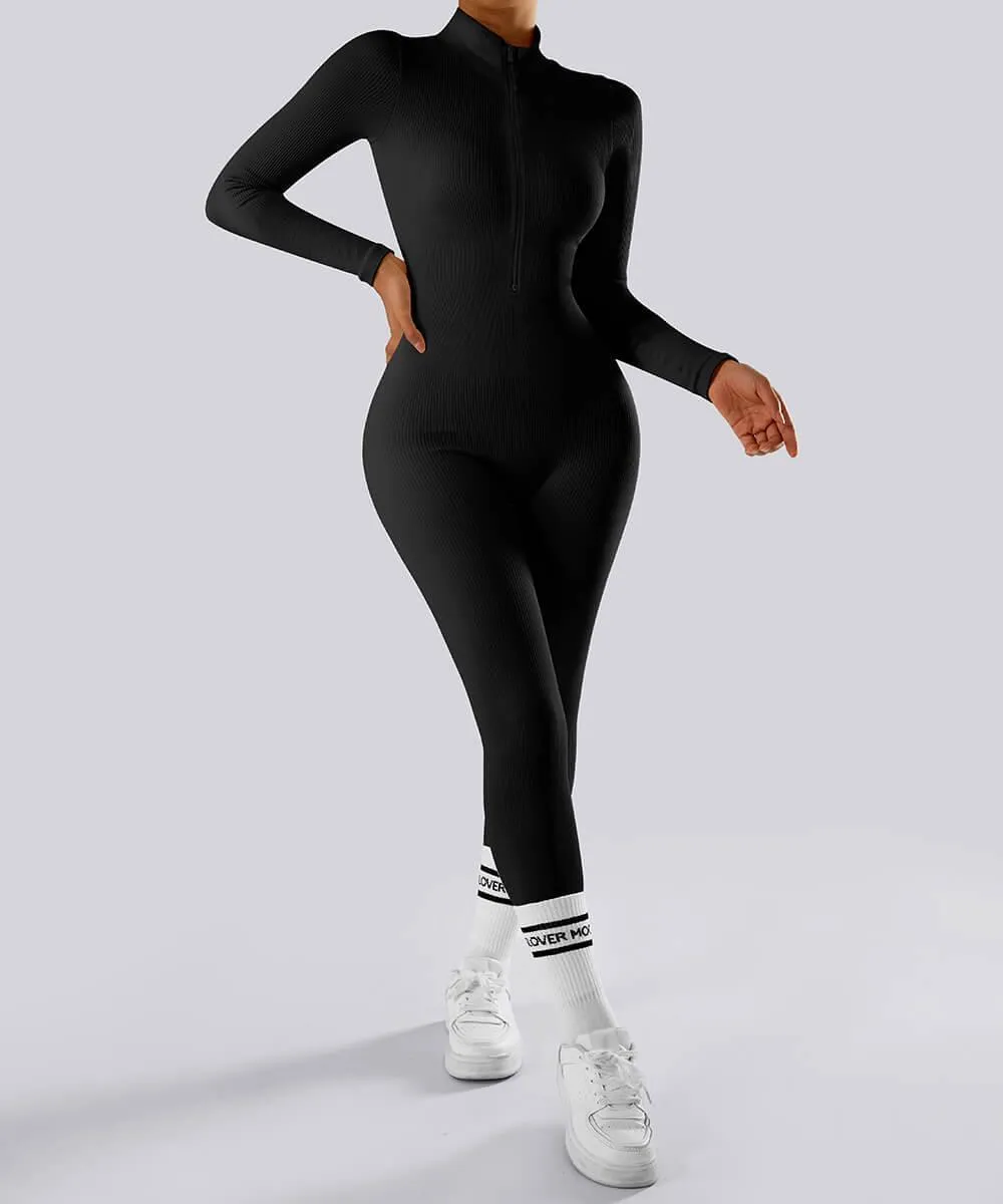 Ribbed Zipper Long Sleeves Jumpsuit sold by MOOSLOVER product image thumbnail 5