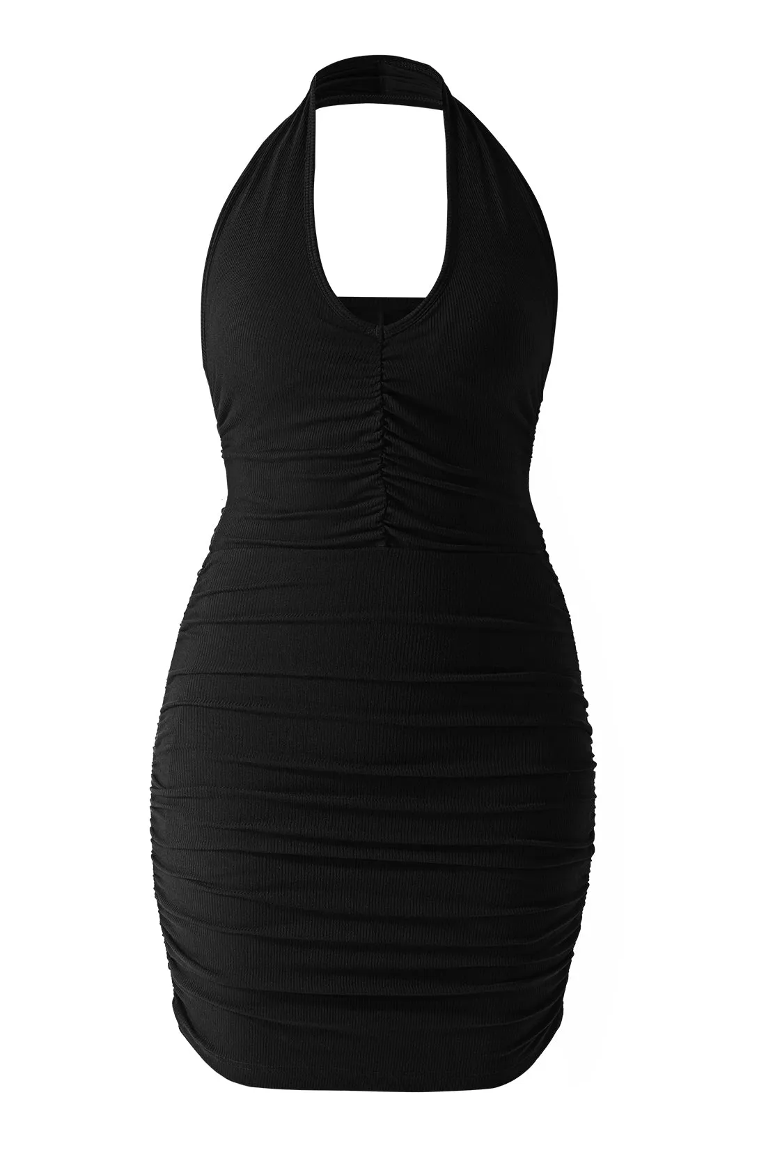 Neck Ruched Mini Dress With Built-in Shapewear sold by MOOSLOVER product image thumbnail 5