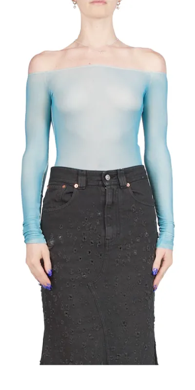 Sheer Off The Shoulder Bodysuit sold by Maison Rogue