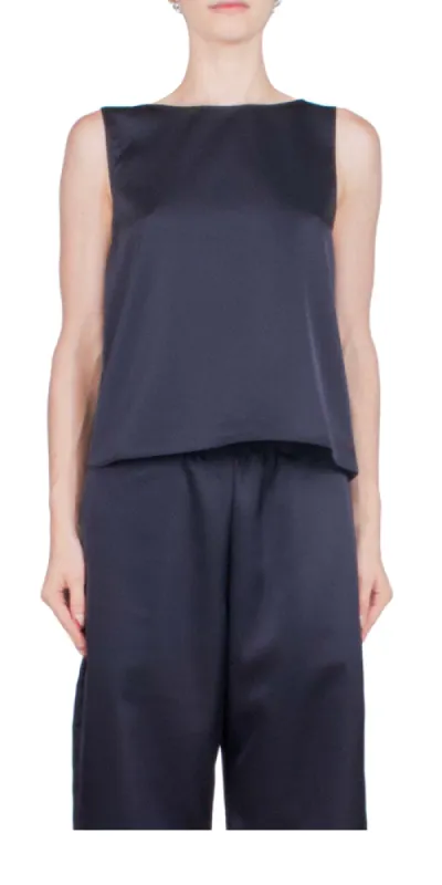 Barb Sleeveless Crew Midnight sold by Maison Rogue