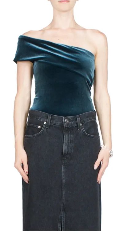 Bree Velvet Banded Bodysuit sold by Maison Rogue