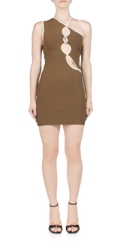 Squiggle Dress Carob sold by Maison Rogue