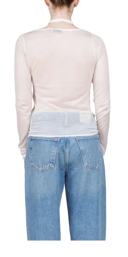 Semi Sheer Loop Top White sold by Maison Rogue product image thumbnail 3