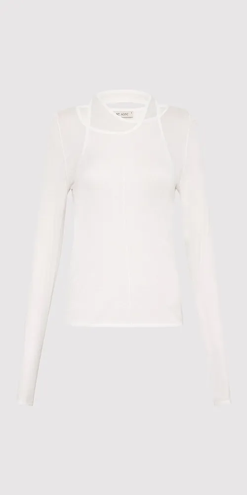 Semi Sheer Loop Top White sold by Maison Rogue product image thumbnail 4