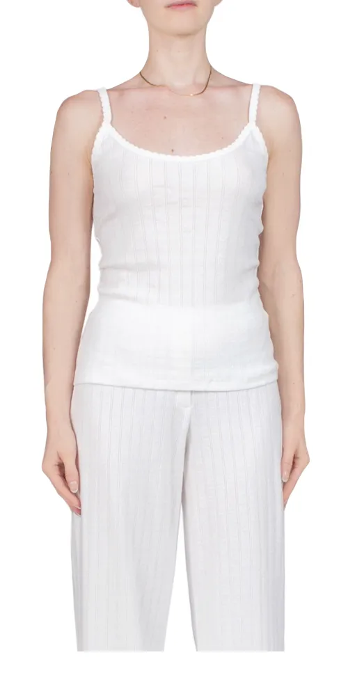 Pointelle Tank White sold by Maison Rogue