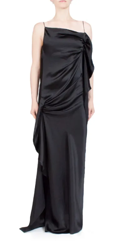 Cusco Draped Silk Maxi Dress sold by Maison Rogue