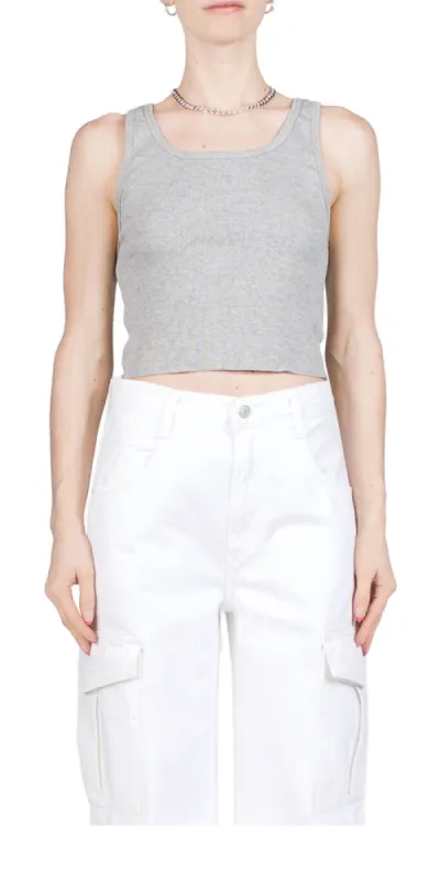 Cropped Scoop Neck Tank Grey sold by Maison Rogue