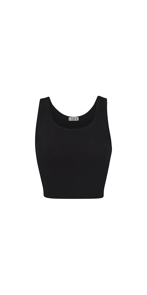 Cropped Scoop Neck Tank Black sold by Maison Rogue product image thumbnail 4