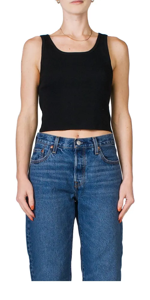 Cropped Scoop Neck Tank Black sold by Maison Rogue