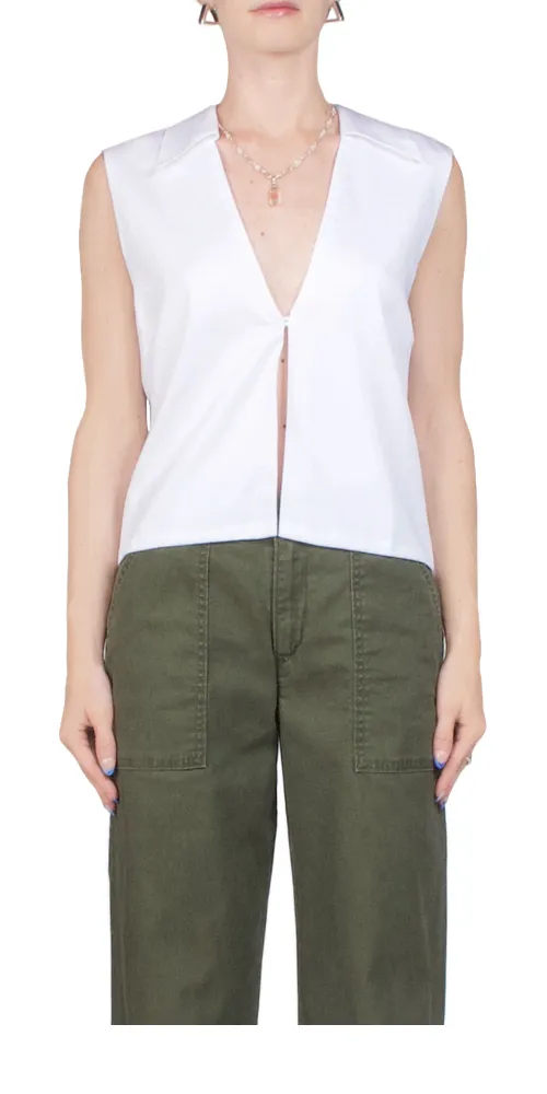 Yoko Collared Button Tank sold by Maison Rogue