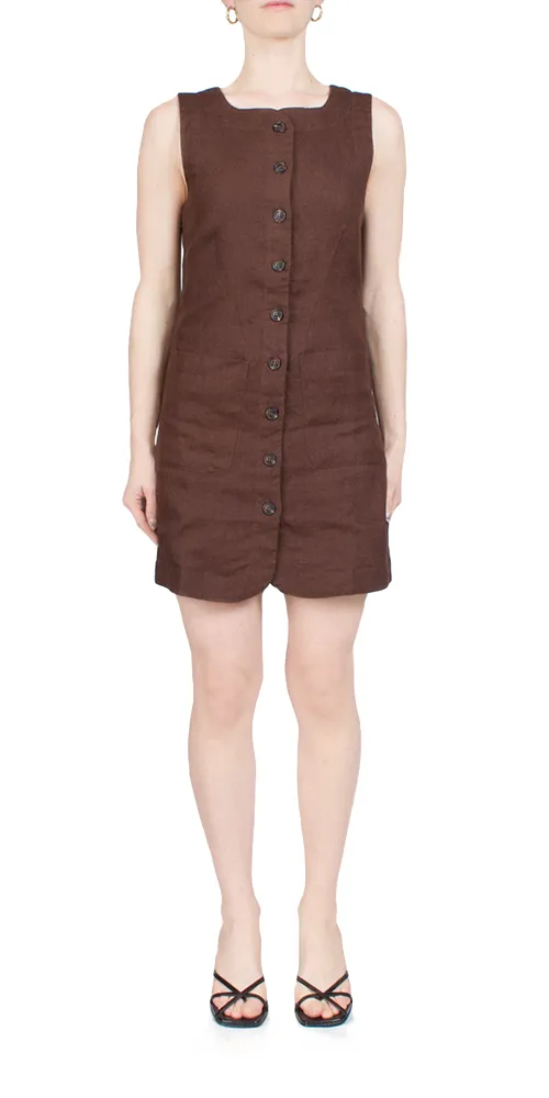 Emma Button Down Mini Chocolate sold by Maison Rogue