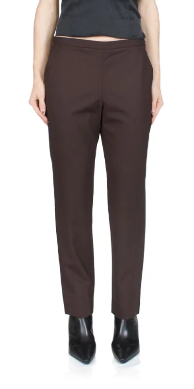 Slim Pull On Pant Chocolate sold by Maison Rogue