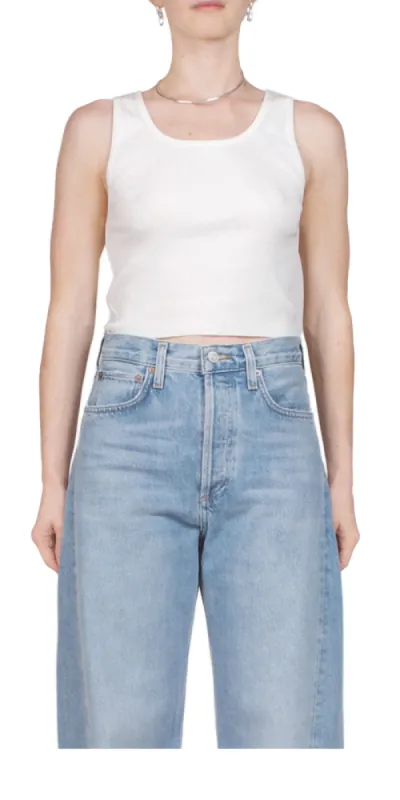 Cropped Scoop Neck Tank Ivory sold by Maison Rogue
