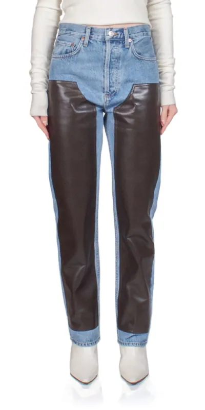 Ryder Jean in Diary/Recycled Chocolate Leather sold by Maison Rogue