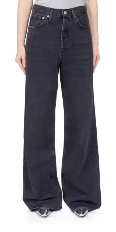 Dame High Rise Wide Leg Jeans No Cuff sold by Maison Rogue