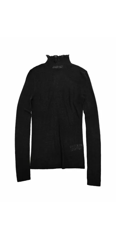 Rib Mock Neck Black sold by Maison Rogue