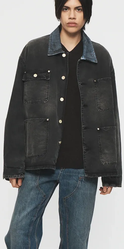 Chore Coat Washed Black sold by Maison Rogue