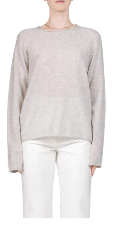 Yoke Cashmere Crew Heather Grey sold by Maison Rogue