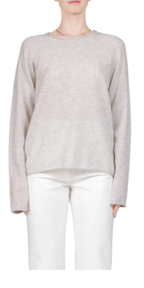 Yoke Cashmere Crew Heather Grey sold by Maison Rogue