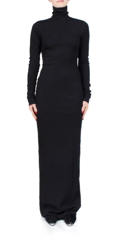 Long Sleeve Turtleneck Maxi Dress Black sold by Maison Rogue