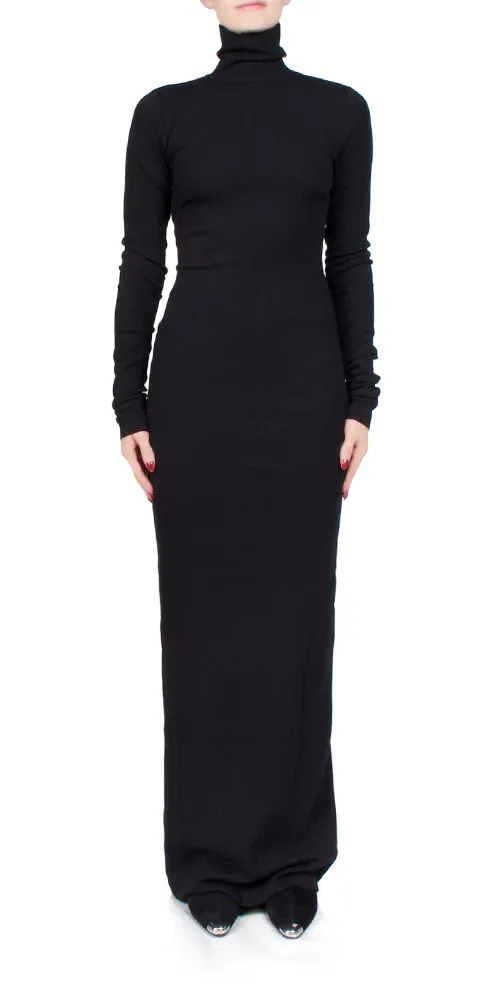 Long Sleeve Turtleneck Maxi Dress Black sold by Maison Rogue