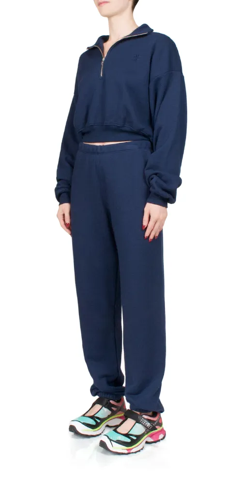 Cropped Half-Zip Sweatshirt Navy sold by Maison Rogue product image thumbnail 2