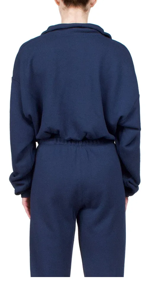 Cropped Half-Zip Sweatshirt Navy sold by Maison Rogue product image thumbnail 3
