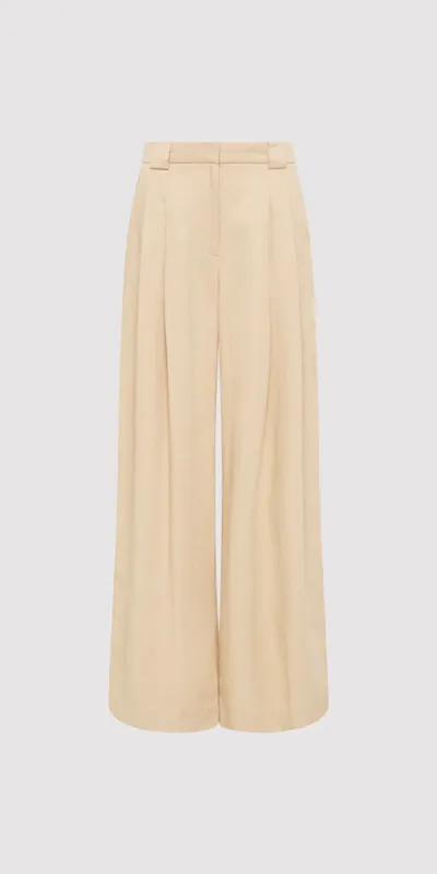 Wide Leg Pleat Pants Dune sold by Maison Rogue