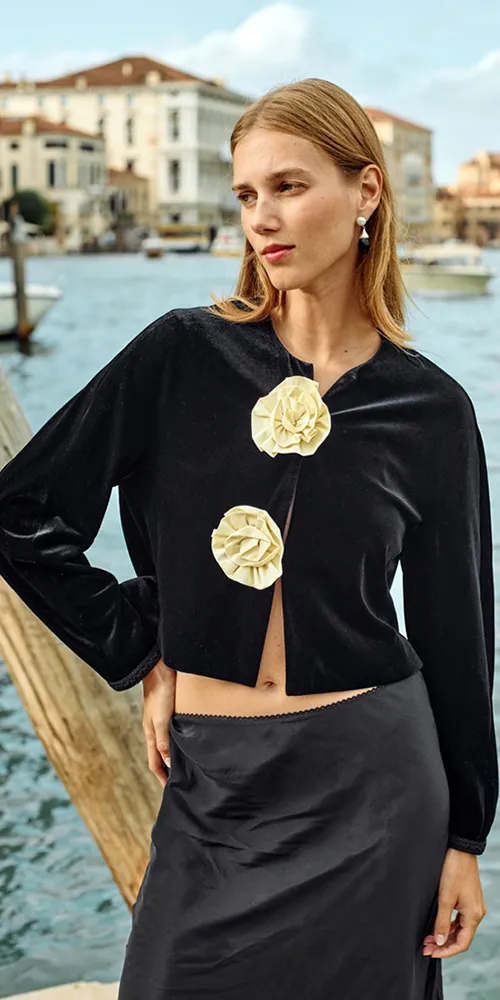 Javiera Velvet Rosette Jacket sold by Maison Rogue product image thumbnail 2