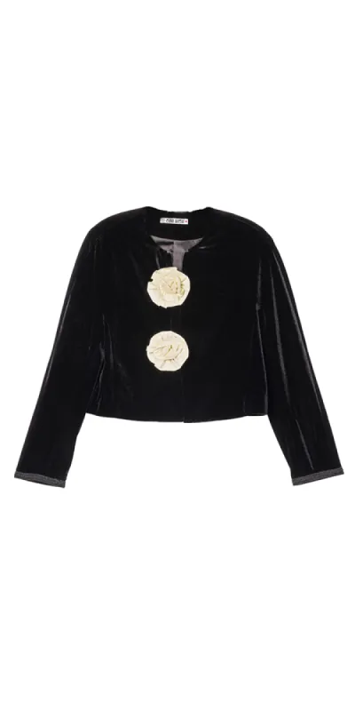 Javiera Velvet Rosette Jacket sold by Maison Rogue