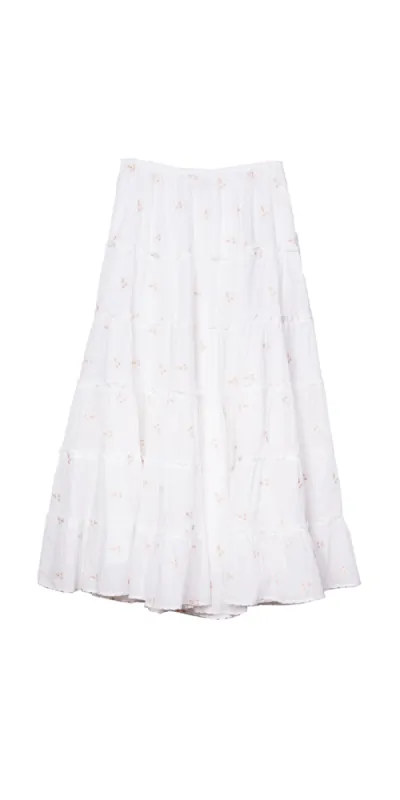 Coralie Embroidered Skirt White sold by Maison Rogue
