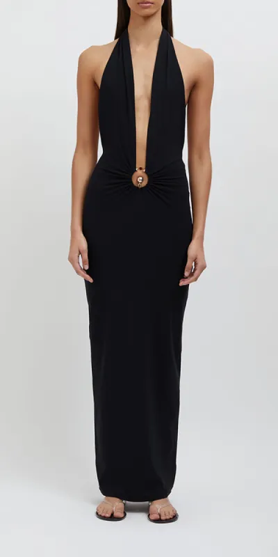 Pierced Orbit Halter Split Front Dress sold by Maison Rogue