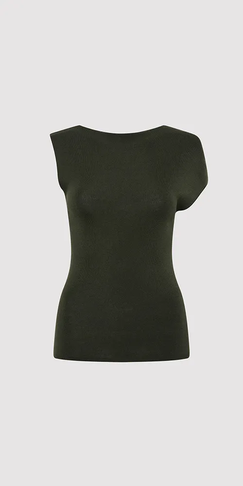 Asymmetric Knit Top Basil sold by Maison Rogue